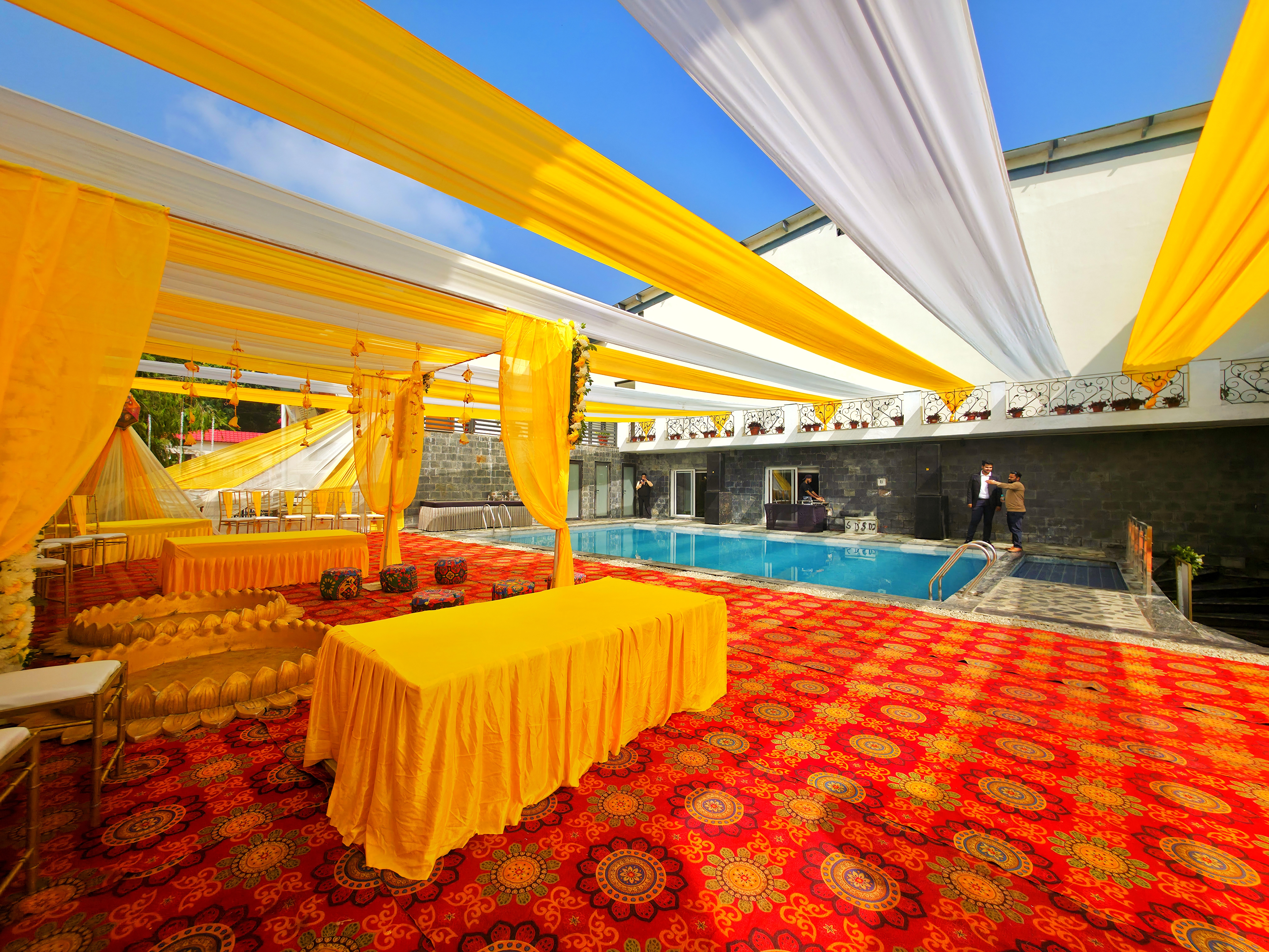 Traditional Haldi Setup Outdoor in Jim Corbett